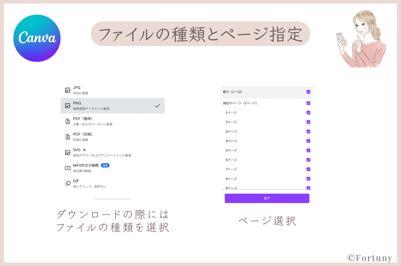 Canvaアプリのファイルの種類の画像